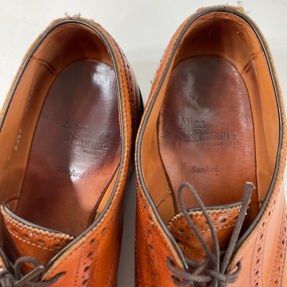 Allen Edmonds Sanford Men\'s Dress Shoes 9 D Brown Leather Cap Toe Medallion main image 13